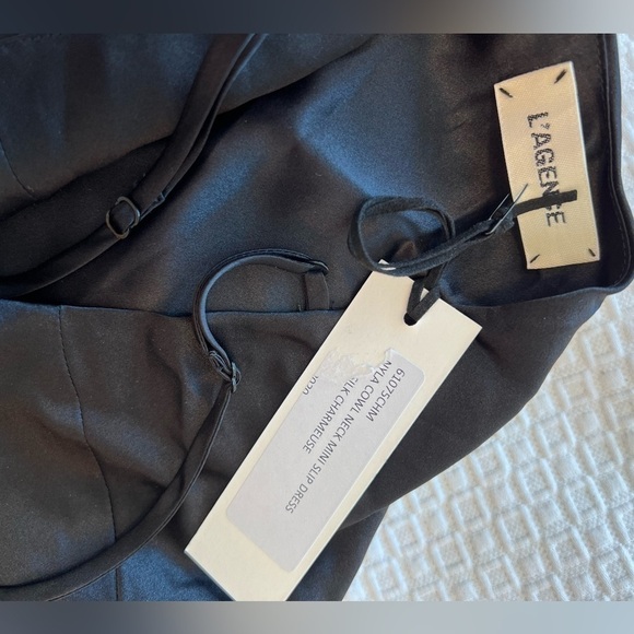 L'AGENCE NYLA COWL NECK MINI SLIP DRESS SILK CHARMEUSE - Picture 15 of 16